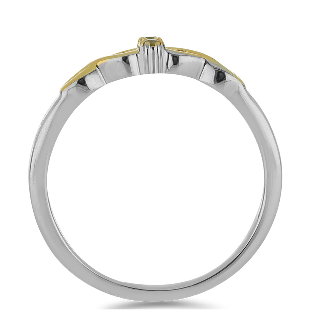 Anillo de Plata Bañada en Oro con Diamante Amarillo