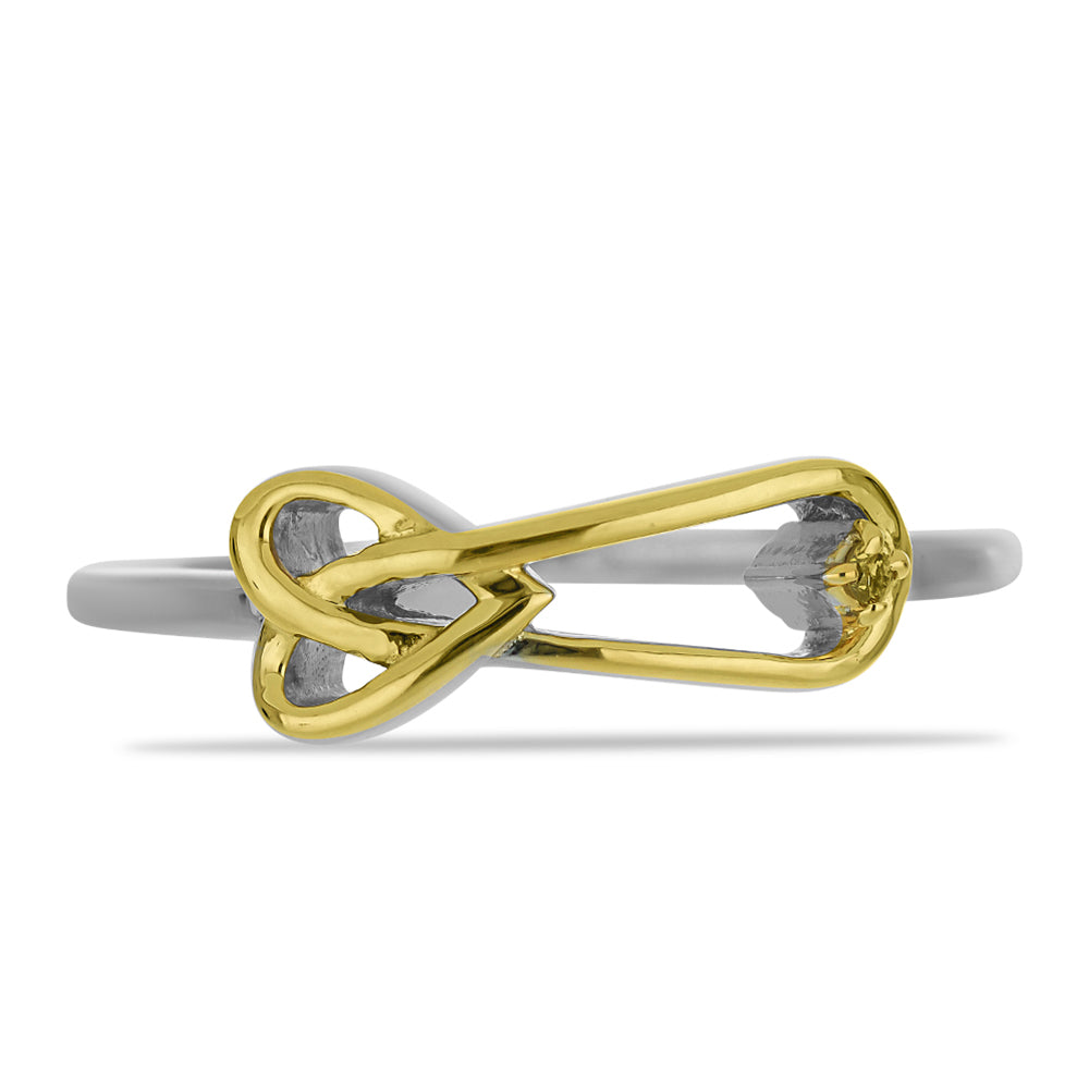 Anillo de Plata Bañada en Oro con Diamante Amarillo 1 