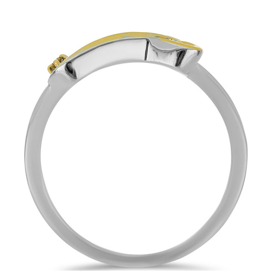 Anillo de Plata Bañada en Oro con Diamante Amarillo