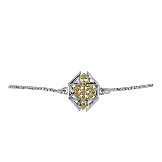 Pulsera de Plata Bañada en Oro con Diamante Amarillo