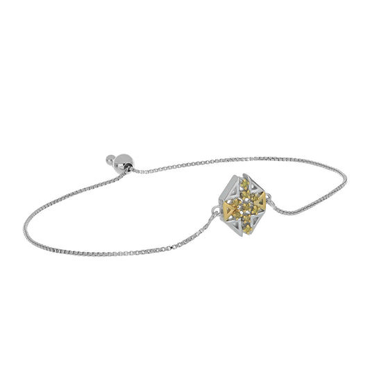 Pulsera de Plata Bañada en Oro con Diamante Amarillo