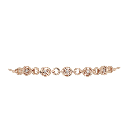 Pulsera de Plata Bañada en Oro Rosa con Diamante Rosa