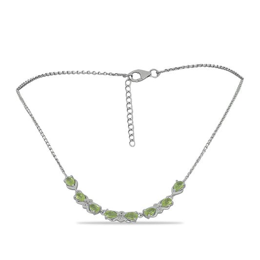 Collar de Plata con Peridoto de Changbai y Topacio Blanco