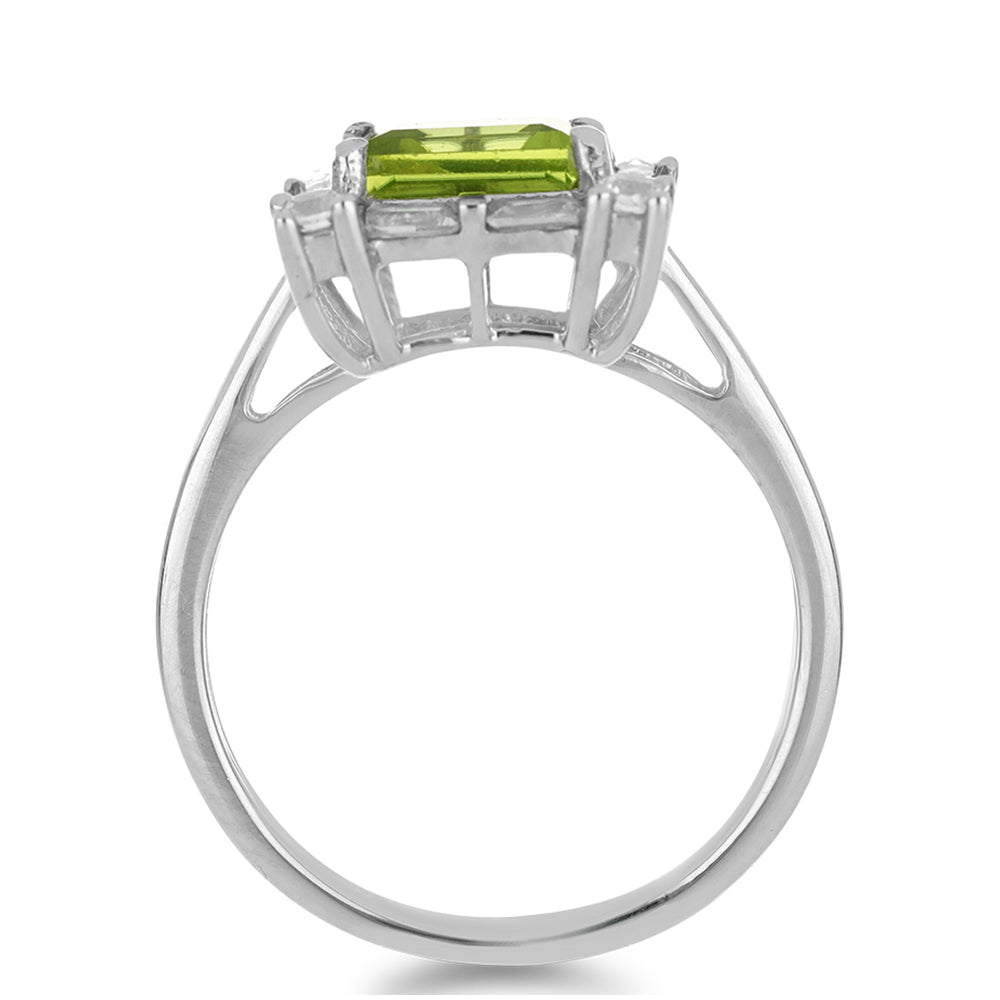 Anillo de Plata con Peridoto de Changbai y Topacio Blanco