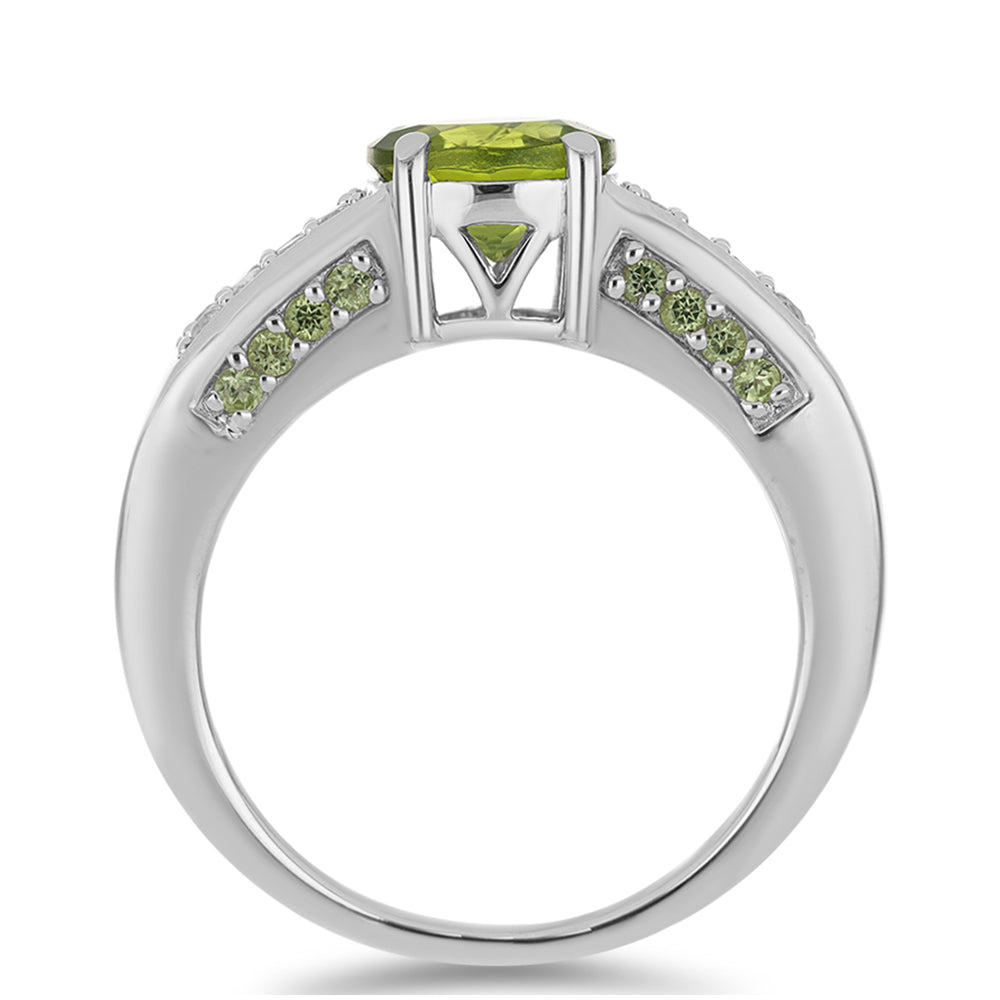 Anillo de Plata con Peridoto de Changbai y Topacio Blanco 2 