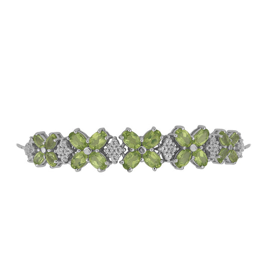 Pulsera de Plata con Peridoto de Changbai y Topacio Blanco