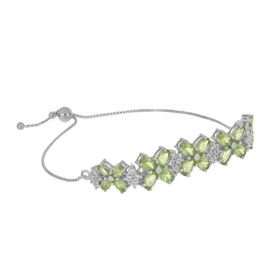 Pulsera de Plata con Peridoto de Changbai y Topacio Blanco