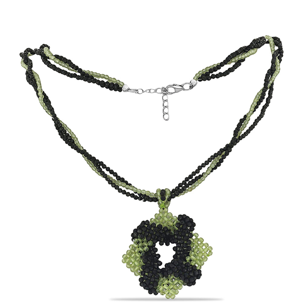 Collar de Plata con Peridoto de Changbai y Espinela Negra de Badakhshan Gorno 1 