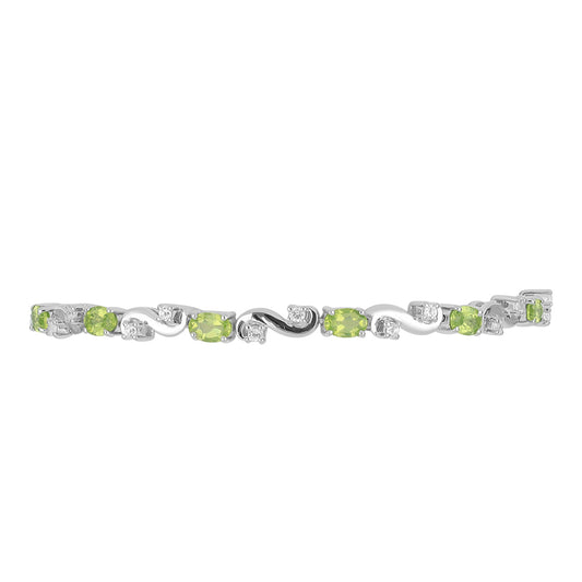 Pulsera de Plata con Peridoto de Changbai y Topacio Blanco