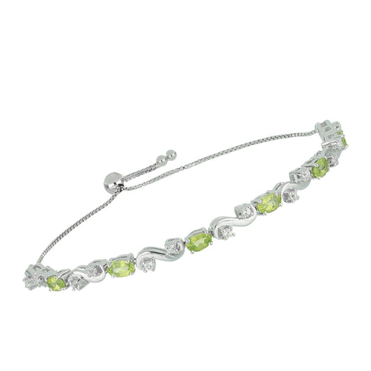 Pulsera de Plata con Peridoto de Changbai y Topacio Blanco