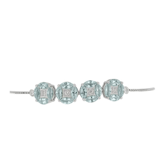 Pulsera de Plata con Aguamarina y Topacio Blanco