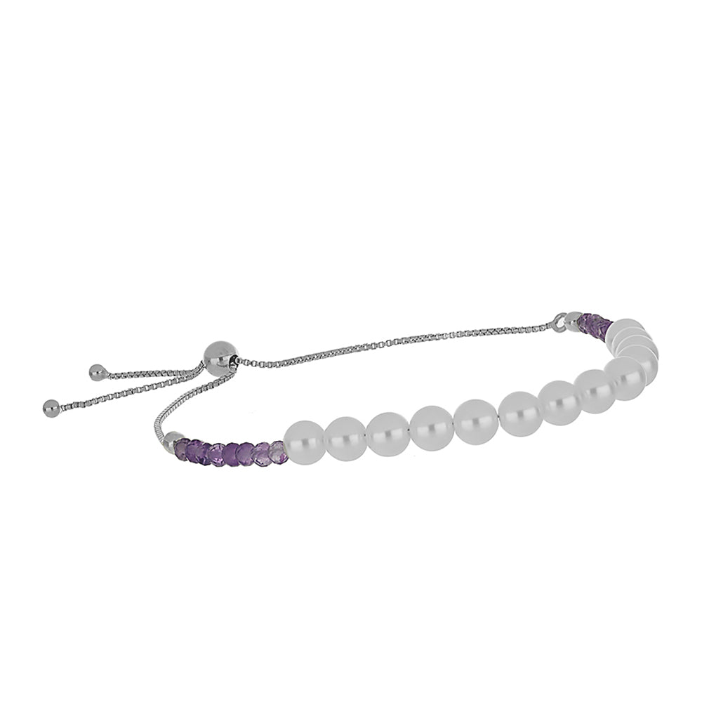 Pulsera de Plata con Amatista Rosa de Francia y Perla de Agua Dulce 1 