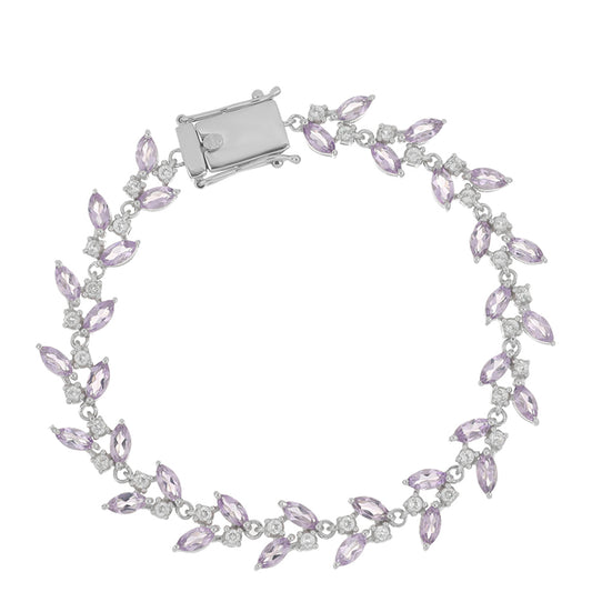 Pulsera de Plata con Amatista Rosa de Francia y Topacio Blanco