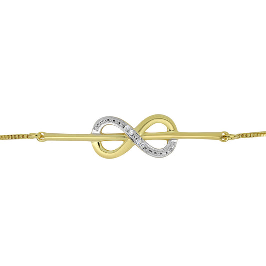 Pulsera de Plata Bañada en Oro con Diamante blanco