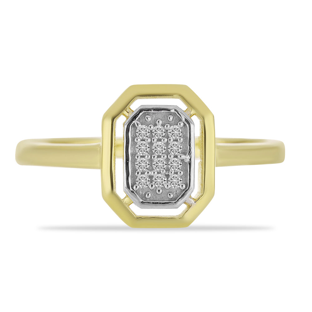 Anillo de Plata Bañada en Oro con Diamante blanco 1 