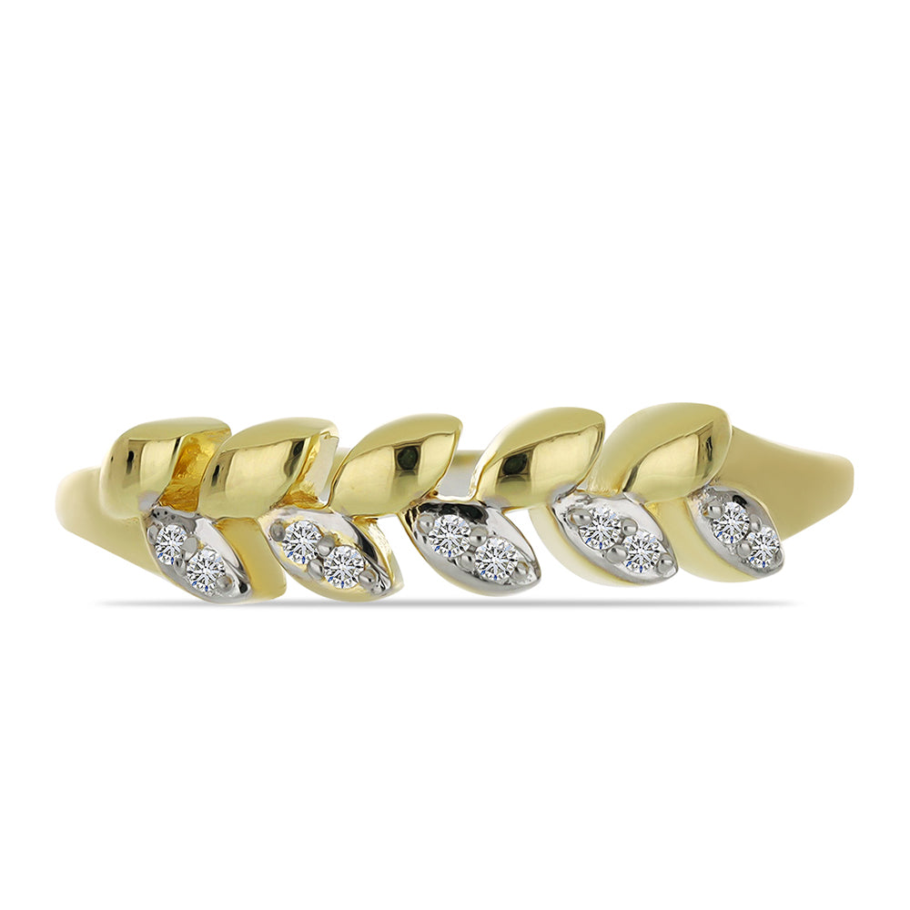 Anillo de Plata Bañada en Oro con Diamante blanco 1 