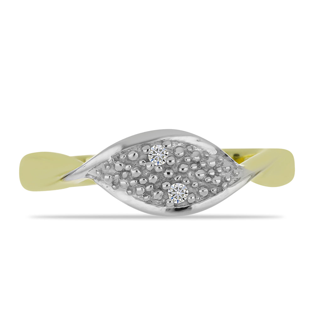 Anillo de Plata Bañada en Oro con Diamante blanco 1 