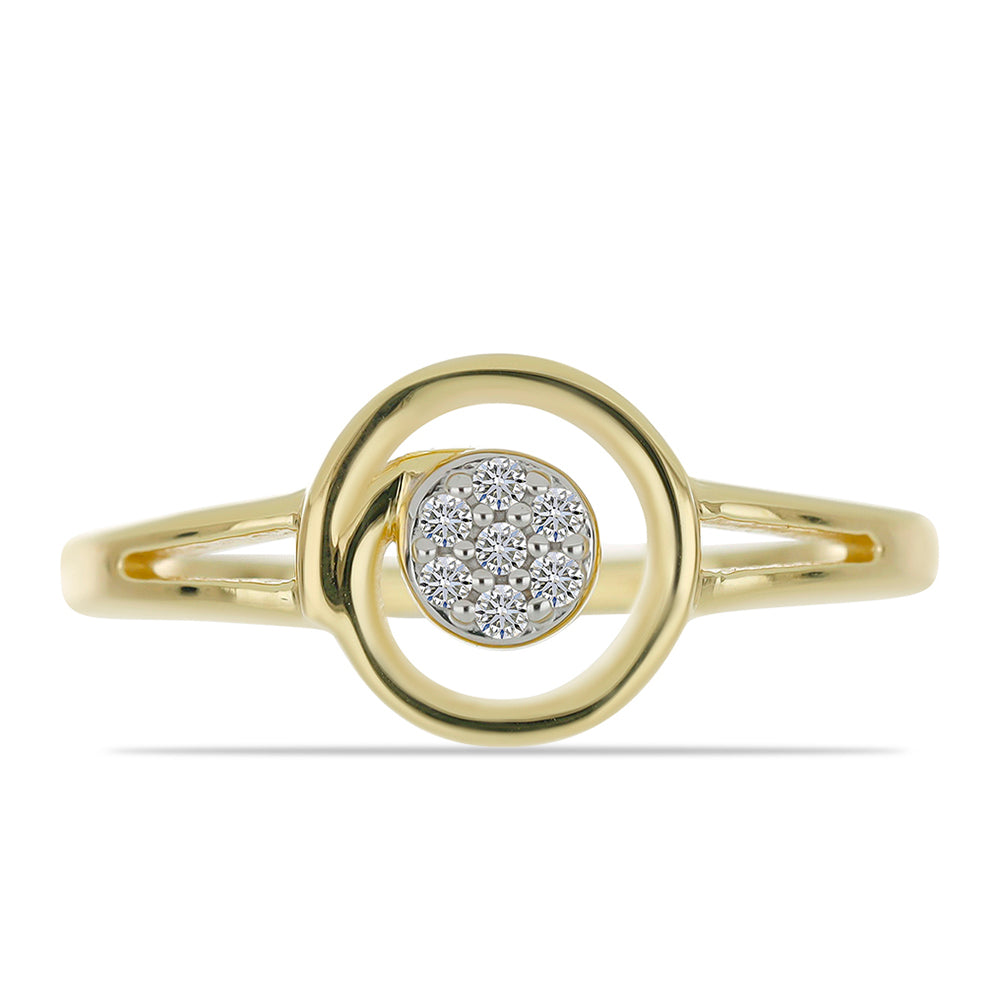 Anillo de Plata Bañada en Oro con Diamante blanco 1 