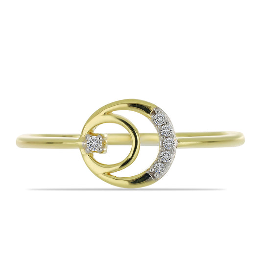 Anillo de Plata Bañada en Oro con Diamante blanco