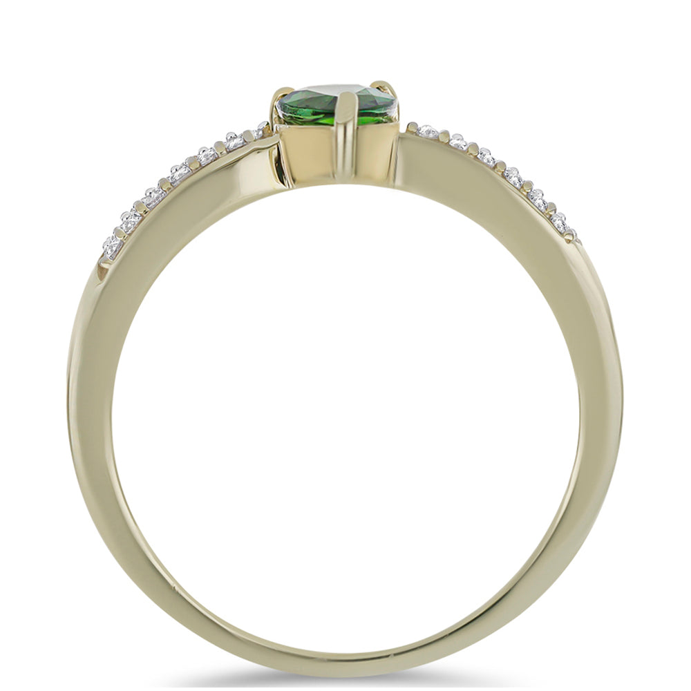 Anillo de Oro 9K con Turmalina Verde y Zircón Blanco 2 