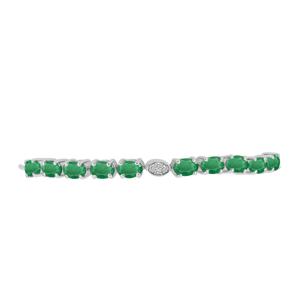 Pulsera de Plata con Esmeralda de Brasil y Diamante blanco 2 