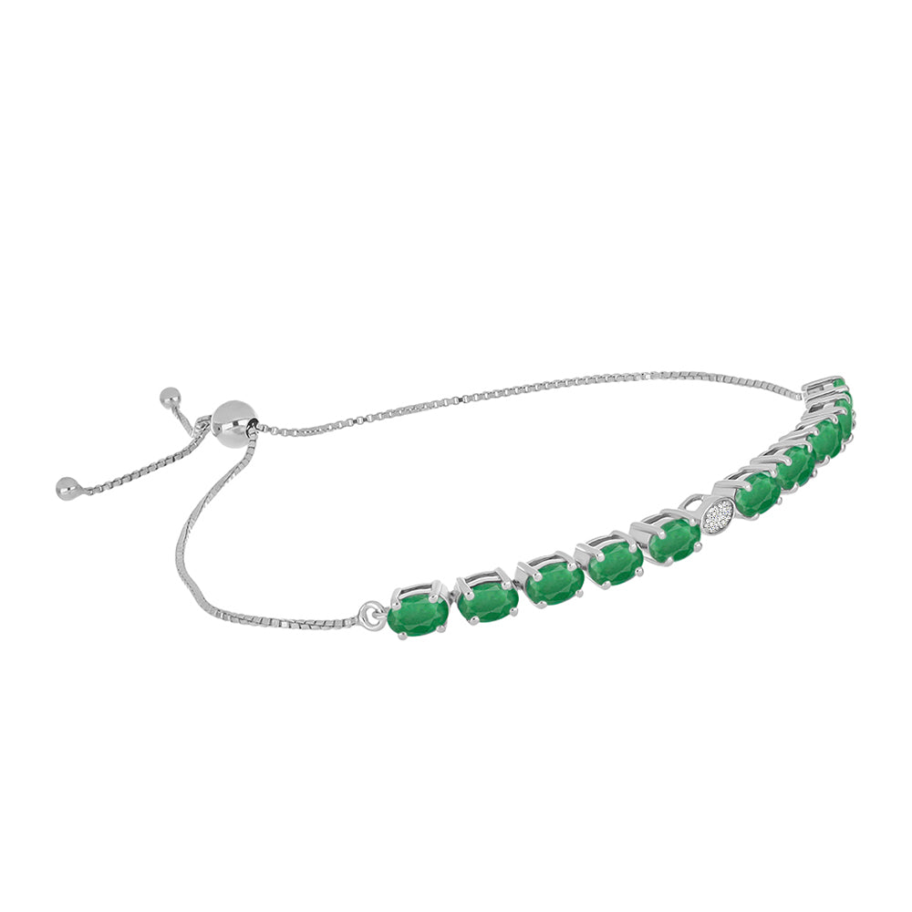 Pulsera de Plata con Esmeralda de Brasil y Diamante blanco 1 