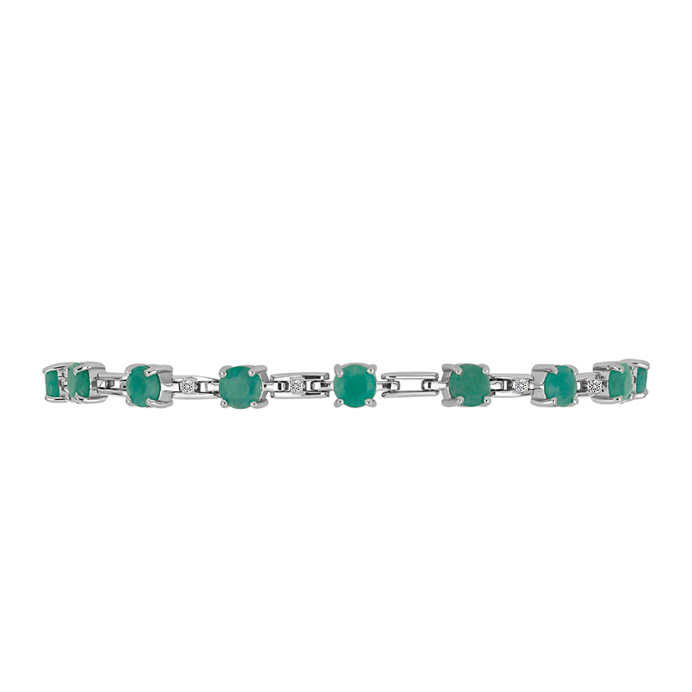 Pulsera de Plata con Esmeralda de Brasil y Diamante blanco