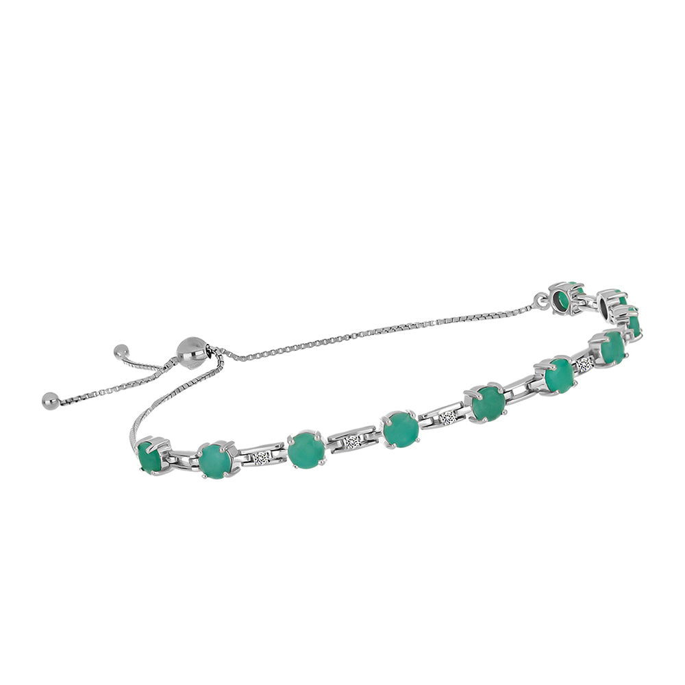 Pulsera de Plata con Esmeralda de Brasil y Diamante blanco 1 