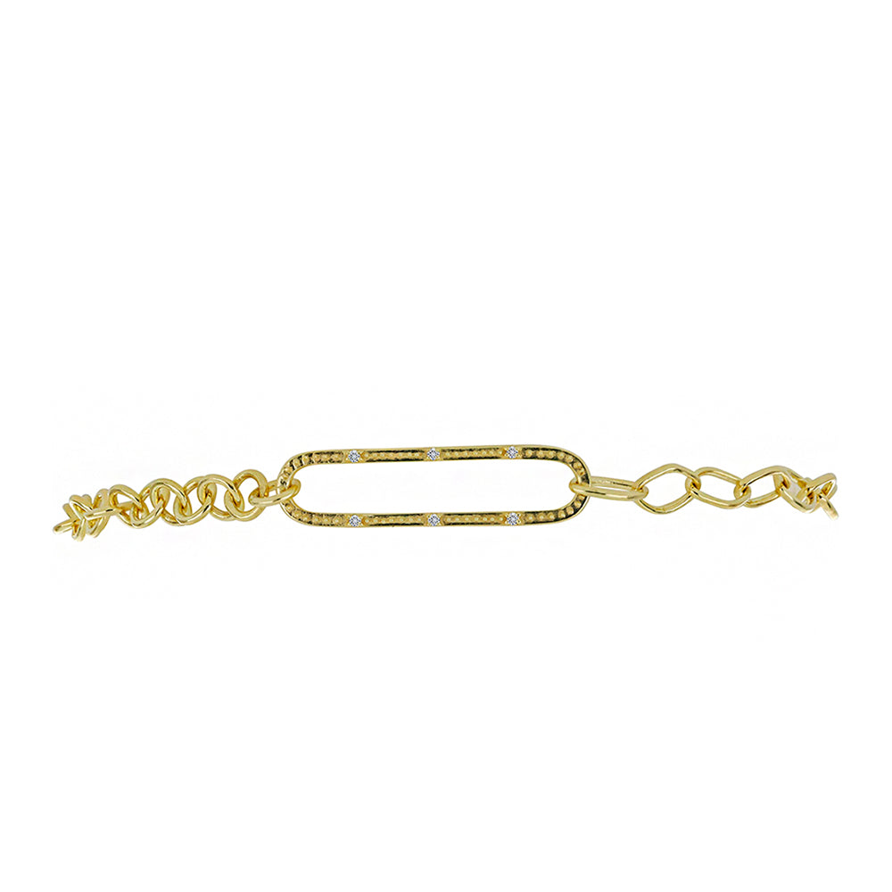 Pulsera de Plata Bañada en Oro con Diamante blanco 2 