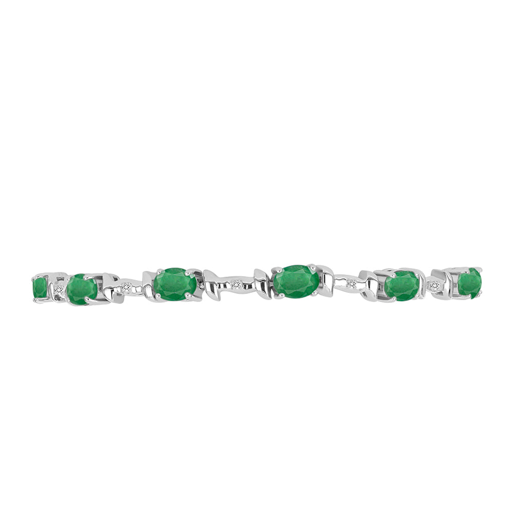 Pulsera de Plata con Esmeralda de Brasil y Diamante blanco