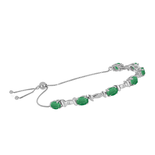 Pulsera de Plata con Esmeralda de Brasil y Diamante blanco