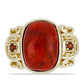 Anillo de Plata Bañada en Oro con Coral Rojo y Granate Barton