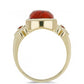 Anillo de Plata Bañada en Oro con Coral Rojo y Granate Barton