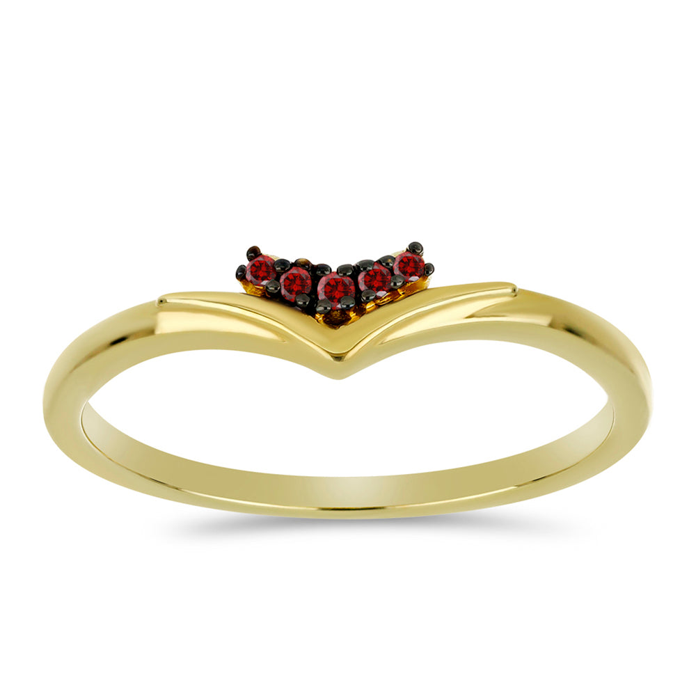 Anillo de Plata Bañada en Oro con Diamante Rojo 3 