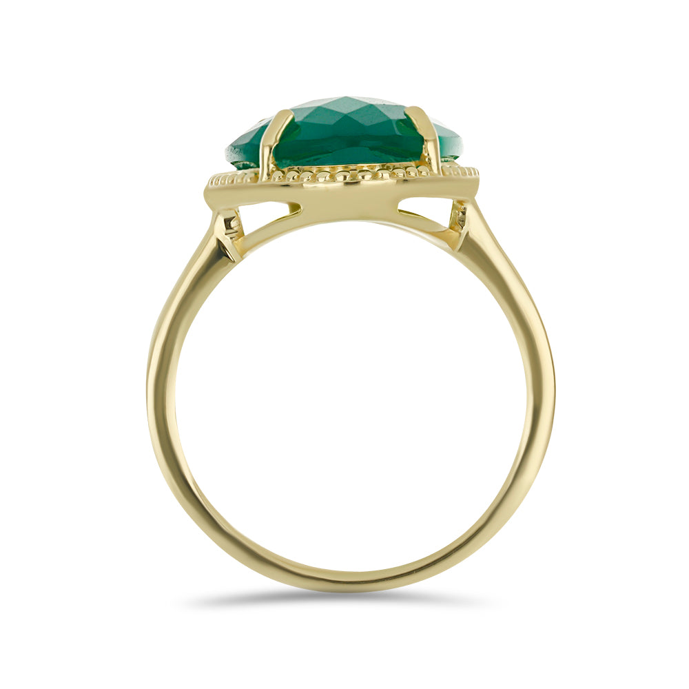 Anillo de Plata Bañada en Oro con Calcedonia Verde