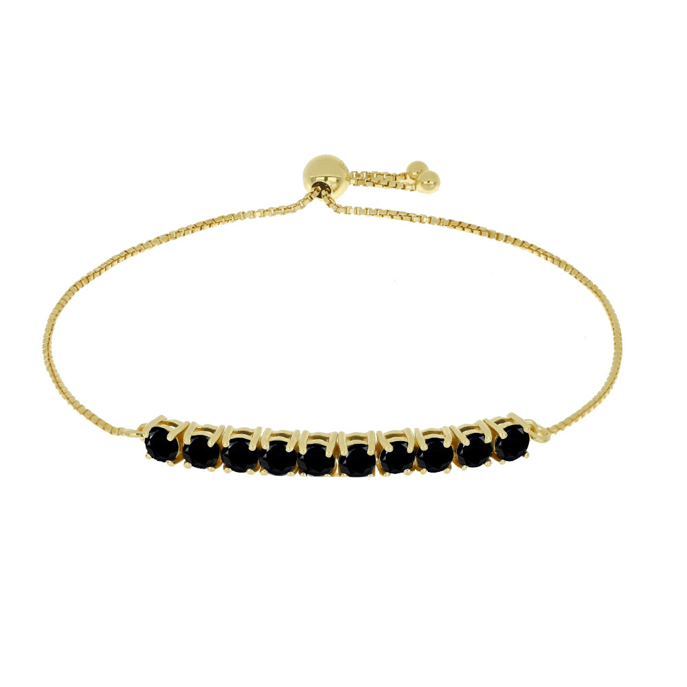 Pulsera de Plata Bañada en Oro con Espinela Negra 1 