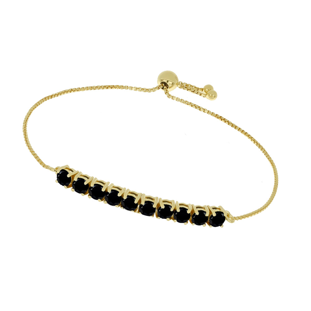 Pulsera de Plata Bañada en Oro con Espinela Negra 2 