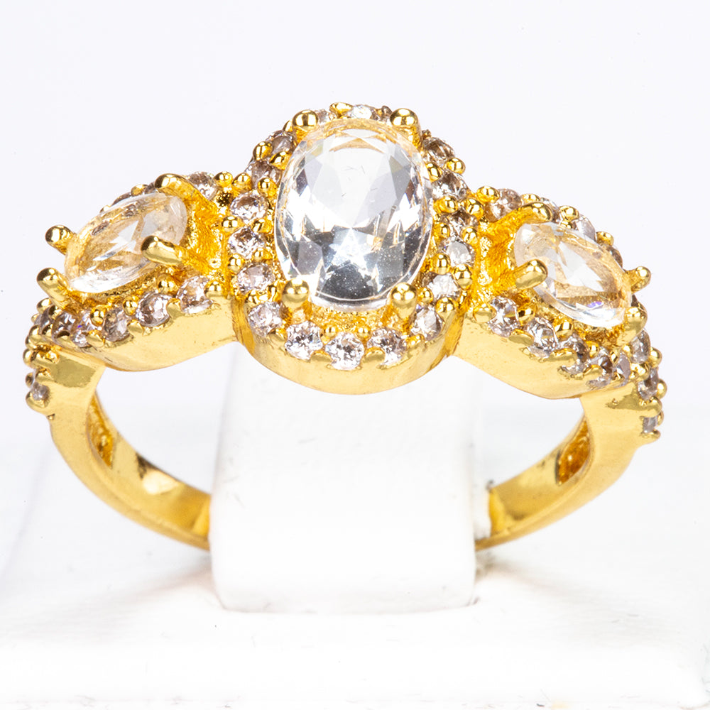 Anillo de Aleación Bañado en Oro con Cristal Emporia® Blanco