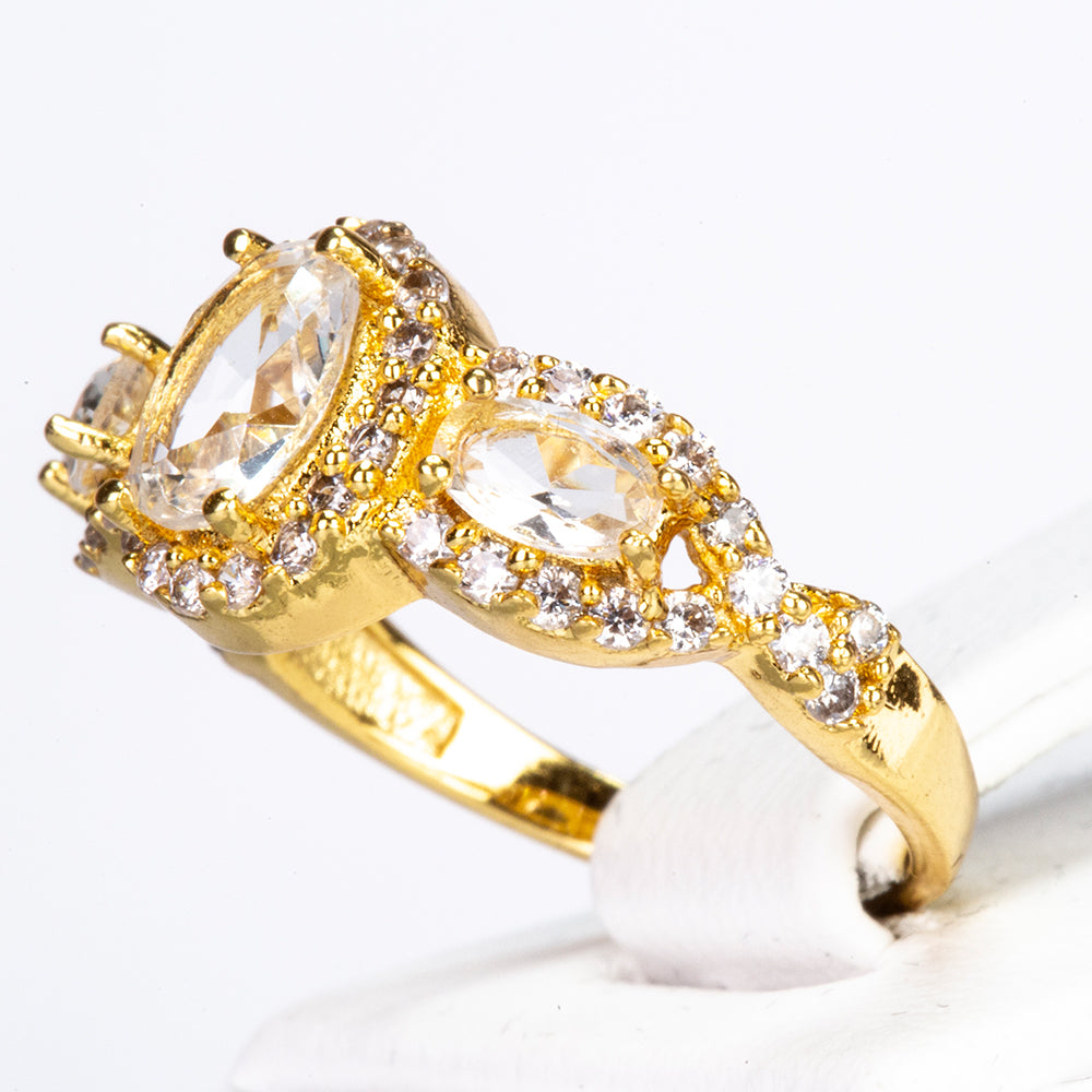 Anillo de Aleación Bañado en Oro con Cristal Emporia® Blanco 2 