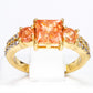 Anillo de Aleación Bañado en Oro con Cristal Emporia® Naranja y Cristal Emporia® Blanco