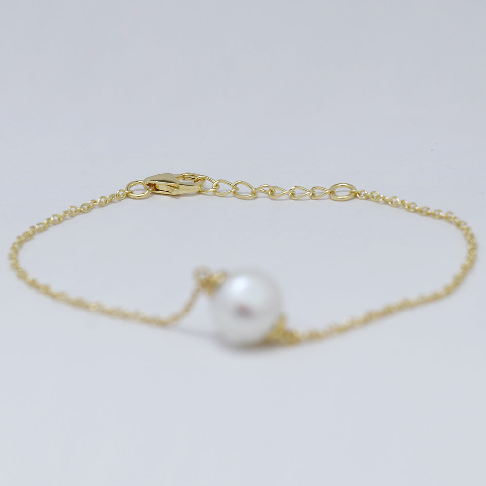 Pulsera de Plata Bañada en Oro con Perla de Agua Fresca 2 