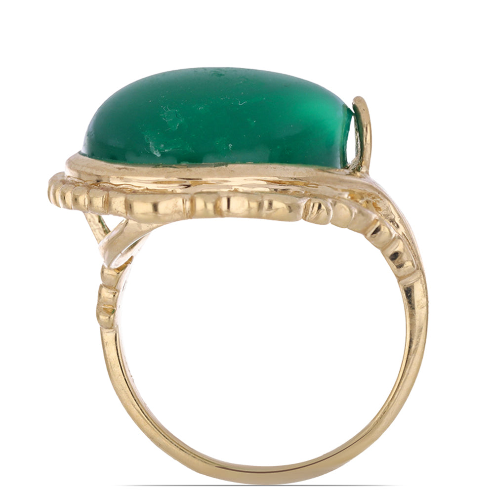 Anillo de Plata Bañada en Oro con Ágata verde de Spruce Pine 3 