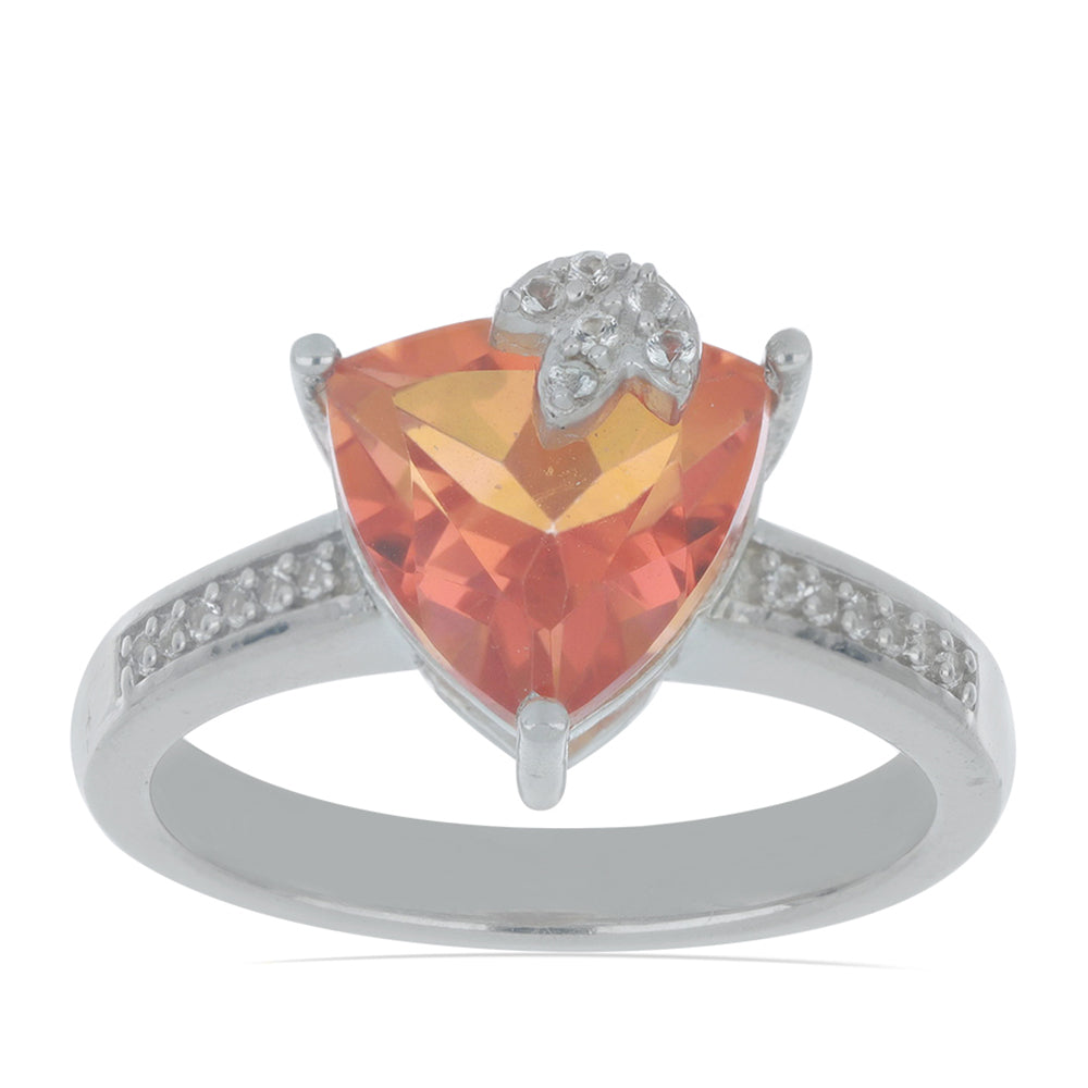 Anillo de Plata con Cuarzo Padparadscha y Topacio Blanco 2 