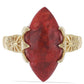 Anillo de Plata Bañada en Oro con Coral de Esponja Roja