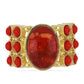 Anillo de Plata Bañada en Oro con Coral de Esponja Roja