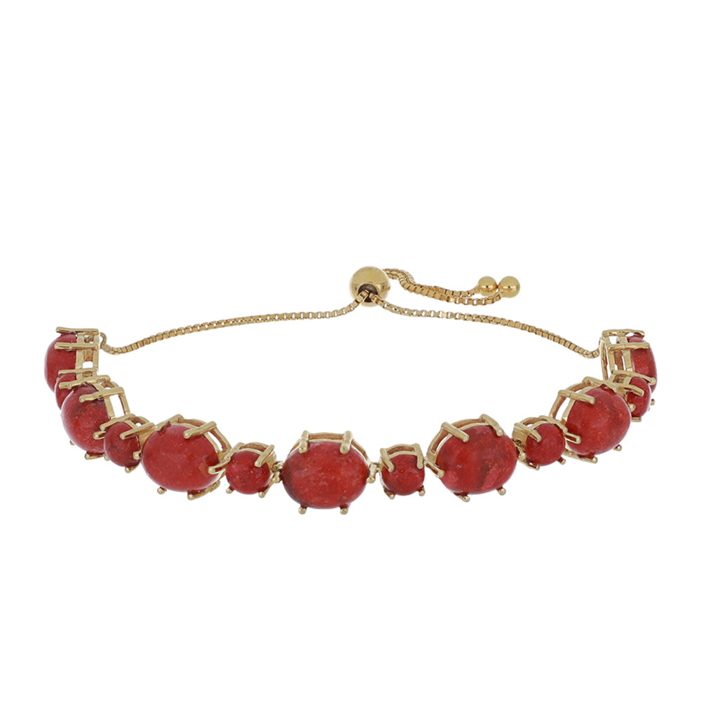 Pulsera de Plata Bañada en Oro con Coral de Esponja Roja 1 