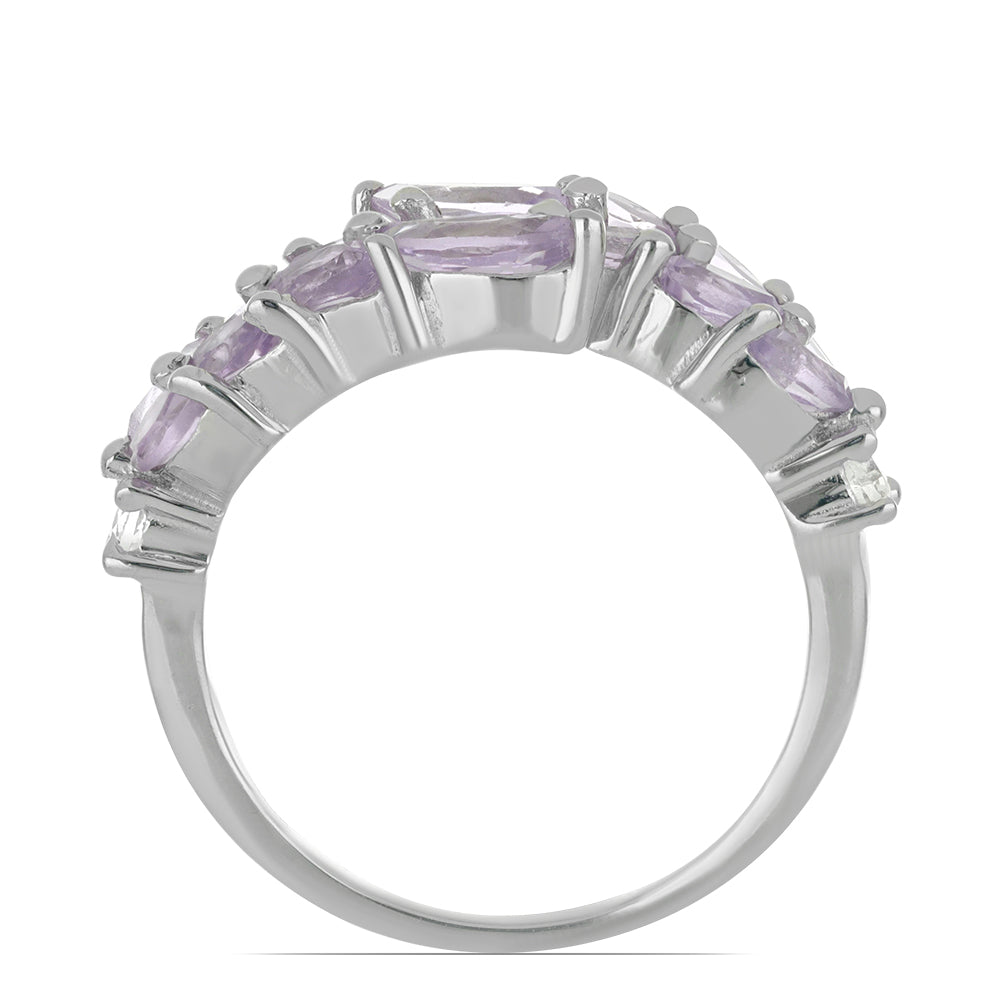 Anillo de Plata con Amatista Rosa de Francia y Topacio Blanco 2 