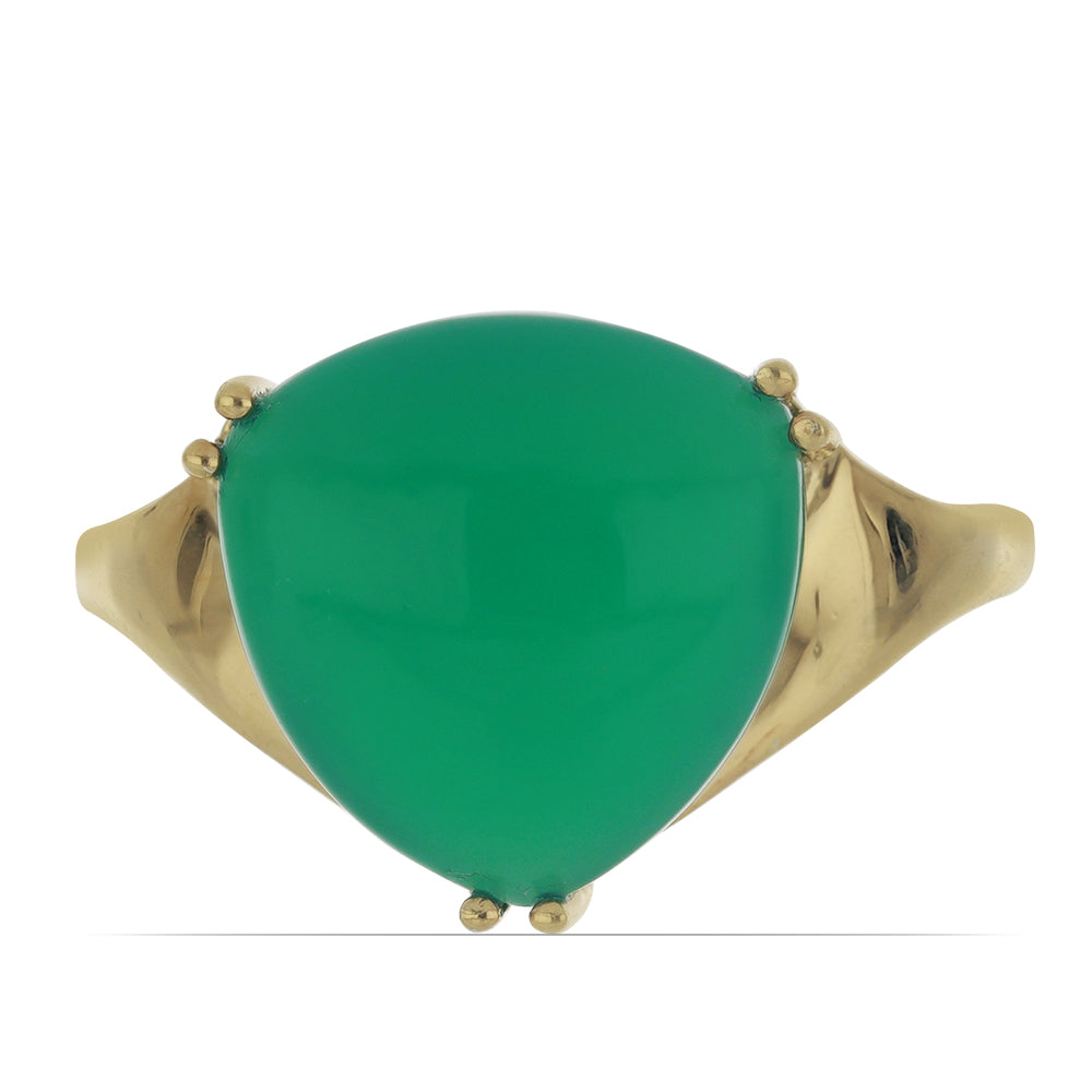 Anillo de Plata Bañada en Oro con Ágata Verde