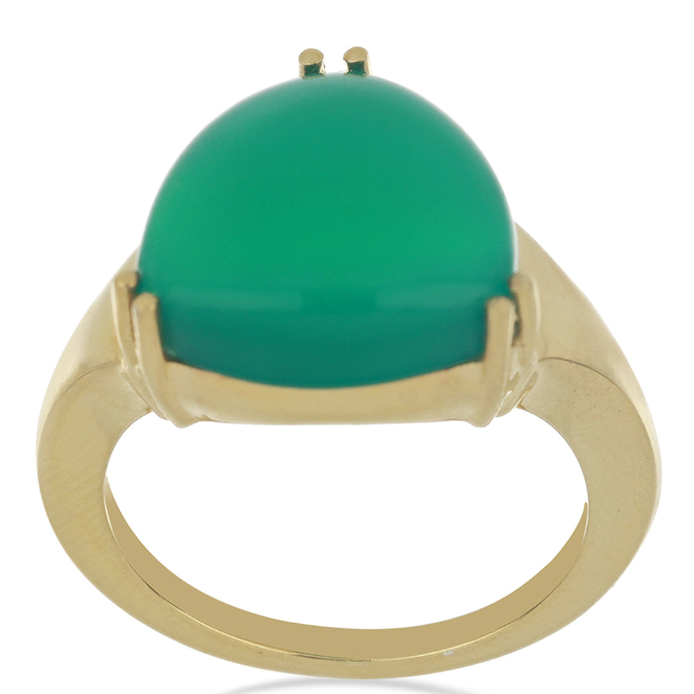 Anillo de Plata Bañada en Oro con Ágata Verde