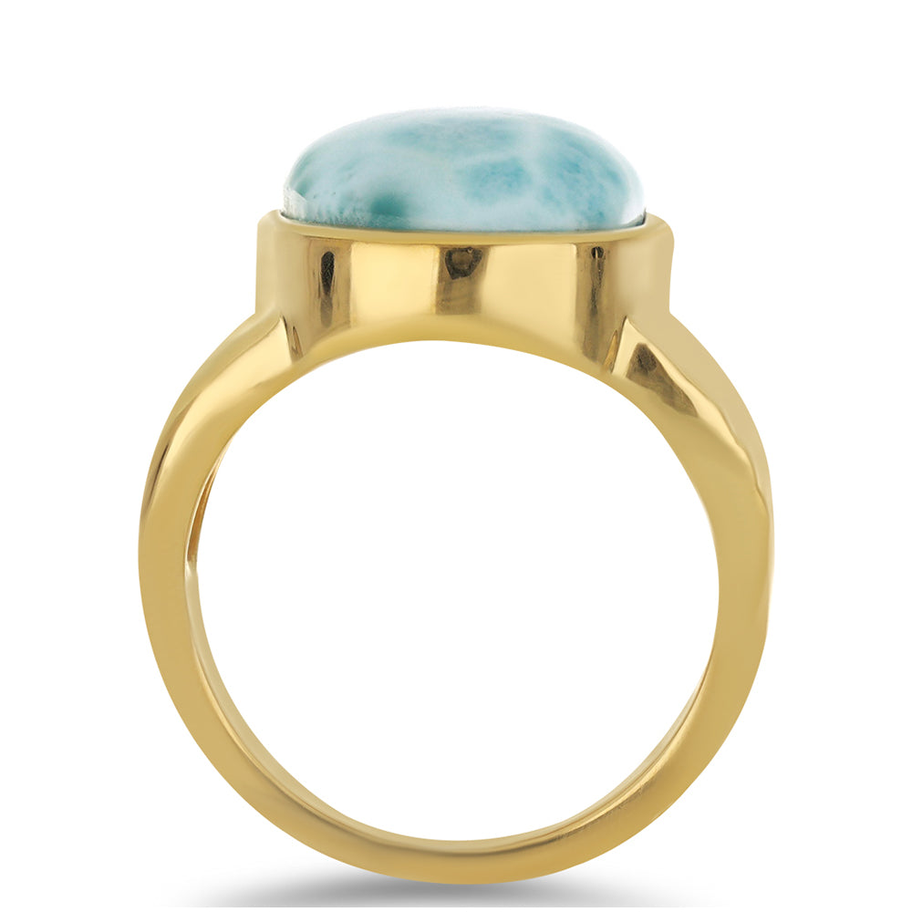 Anillo de Plata Bañada en Oro con Larimar 2 